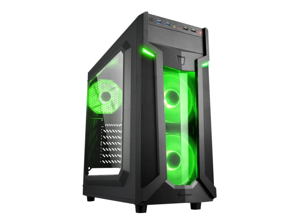 Sharkoon VG6-W - Tower - ATX - windowed side panel (acrylic) - inget nätaggregat - grön - USB/ljud