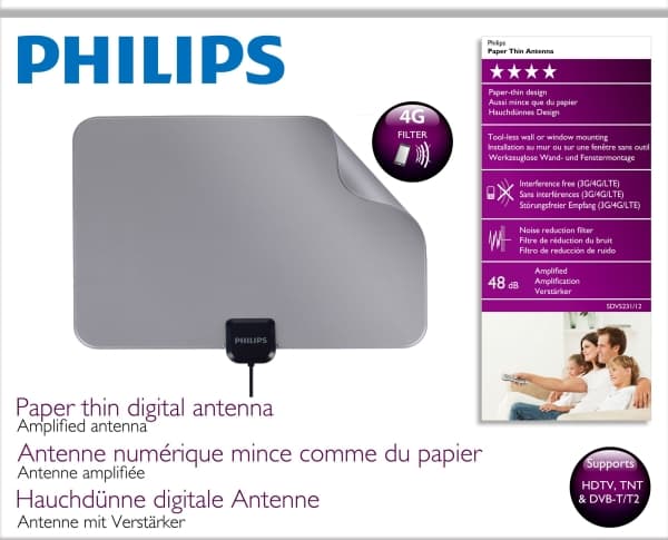 Philips SDV5231/12, Musta, Harmaa, 1,8 m, UHF, 340 x 256 x 39 mm, 191 g, 1 kpl