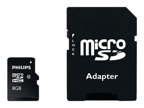 Philips FM08MP45B - Flash-minneskort (adapter, microSDHC till SD inkluderad) - 8 GB - Class 10 - microSDHC UHS-I