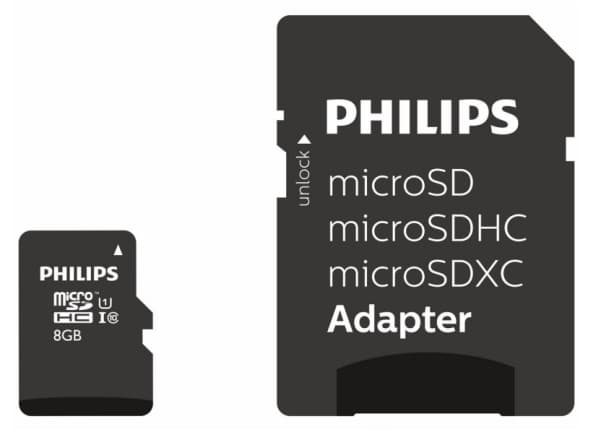 Philips FM08MP45B - Flash-minneskort (adapter, microSDHC till SD inkluderad) - 8 GB - Class 10 - microSDHC UHS-I