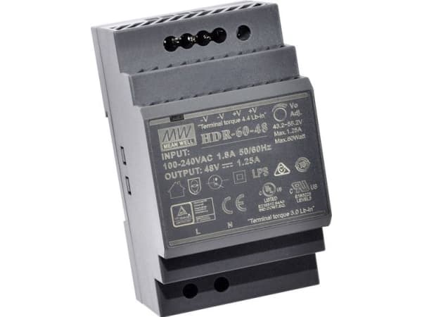 MEAN WELL HDR-60-15, 85 - 264 V, 60 W, 15 V, 4 A, RoHS, 52,5 mm