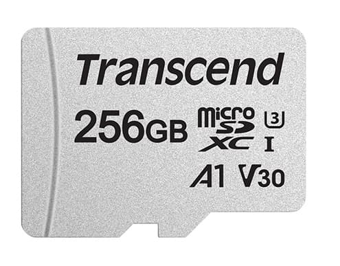 Transcend 300S - Flashminnekort (adapter inkludert) - 256 GB - A1 / Video Class V30 / UHS-I U3 / Class10 - microSDXC