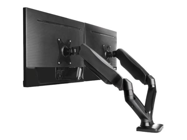 ICY BOX IB-MS304-T - Ställ (2 vridbara armar, 2 VESA-adaptrar, bordsklämbas, kransmontrad bas) - för 2 LCD-bildskärmar - metall - svart - skärmstorle