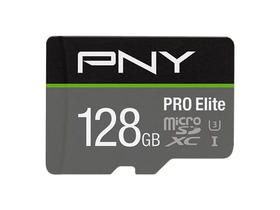 PNY PRO Elite - Flashminnekort (microSDXC til SD-adapter inkludert) - 128 GB - A1 / Video Class V30 / UHS-I U3 / Class10 - microSDXC UHS-I