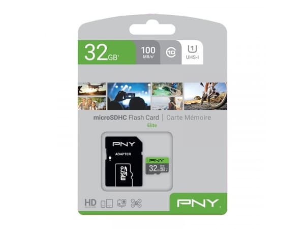 PNY - Flashminnekort (microSDHC til SD-adapter inkludert) - 32 GB - UHS Class 1 / Class10 - microSDHC UHS-I