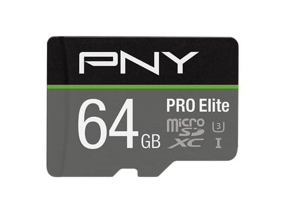 PNY PRO Elite - Flash-minneskort (microSDXC till SD-adapter inkluderad) - 64 GB - A1 / Video Class V30 / UHS-I U3 / Class10 - mikroSDXC UHS-I