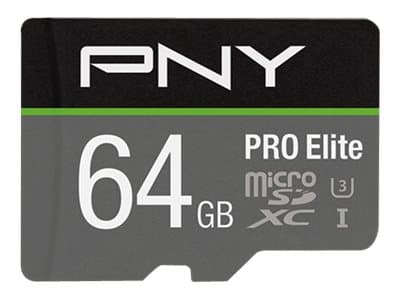 PNY PRO Elite - Flashminnekort (microSDXC til SD-adapter inkludert) - 64 GB - A1 / Video Class V30 / UHS-I U3 / Class10 - microSDXC UHS-I