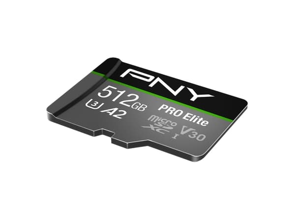 PNY PRO Elite microSDXC 512GB, 512GB, MicroSDXC, Class 10, 100MB/s, 90MB/s, Class 3 (U3)