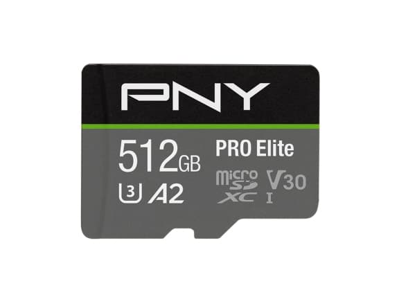 PNY PRO Elite microSDXC 512GB, 512GB, MicroSDXC, Class 10, 100MB/s, 90MB/s, Class 3 (U3)