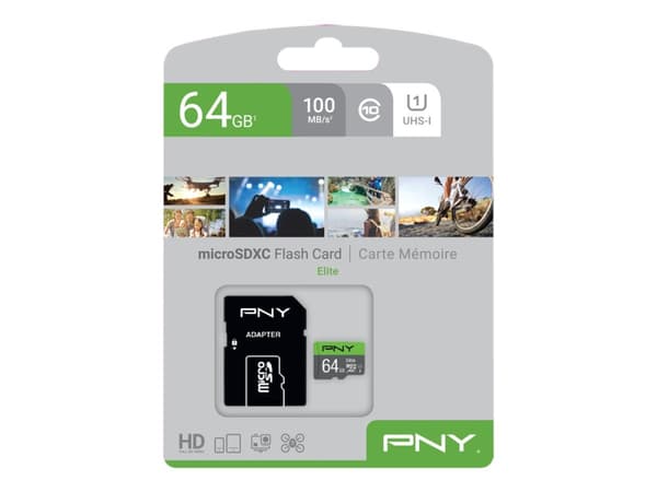 PNY Elite - Flashminnekort - 64 GB - UHS-I U1 / Class10 - microSDXC UHS-I