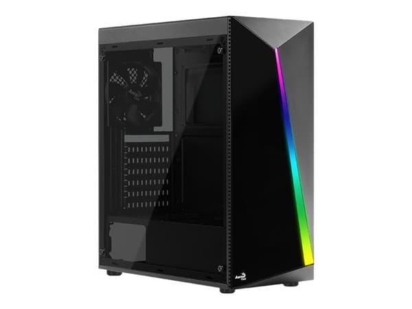 AeroCool Shard - Tower - ATX - genomskinlig sidopanel (akryl) - ingen strömförsörjning (ATX) - svart - USB/ljud Svart