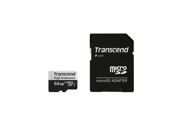 Transcend 350V - Flashminnekort (SD-adapter inkludert) - 64 GB - UHS-I U1 / Class10 - microSDXC UHS-I