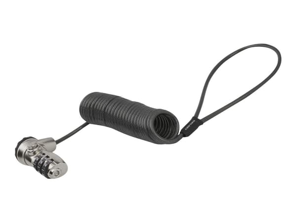 StarTech.com 1,8 m (6 fot) Självupprullande kabellås för bärbar dator, bärbart 3-Digit Combination Security Cable Lock för K-Slot Laptop/Dator/Deskto