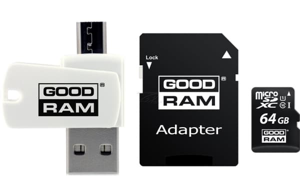 Goodram M1A4 All in One, 64 GB, MicroSDXC, Klasse 10, UHS-I, 100 MB/s, 10 MB/s