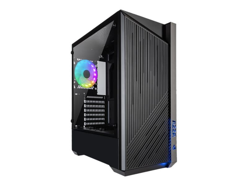 AZZA Raven 420 - Tower - ATX - windowed side panel (tempered glass) - inget nätaggregat - svart - USB/ljud