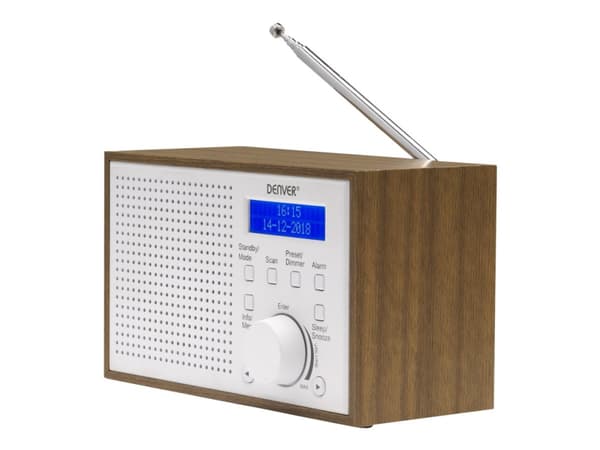 Denver DAB-46WHITE, analog och digital, DAB+,FM, 2 W, LCD, brun, vit