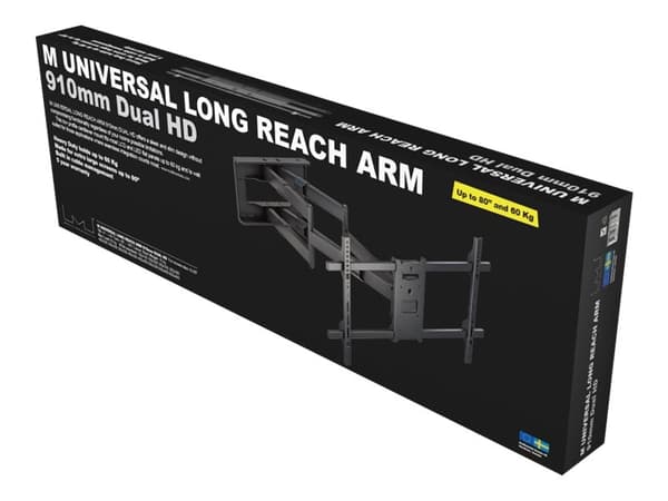 Multibrackets M Universal Long Reach Arm - Brakett - for flatpanel - svart - skjermstørrelse: 50"-90" - veggmonterbar