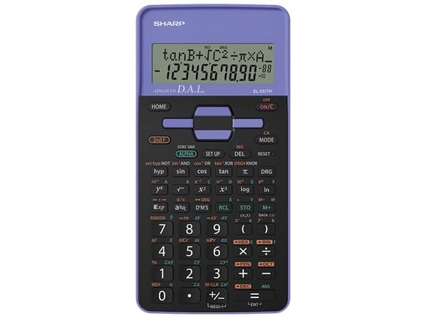 Sharp EL-531TH, Ficka, Vetenskapsfunktion, 10 siffror, 2 linjer, Batteri, Svart, Violett
