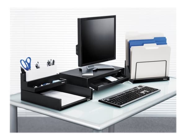Fellowes Designer Suites Monitor Riser - Höjdjusterbart bildskärmsställ - svart, päron