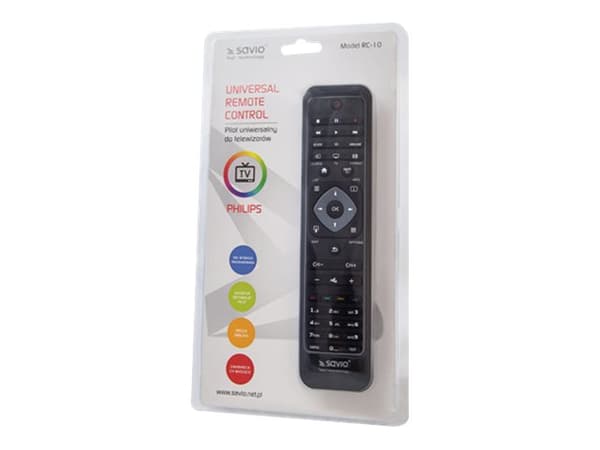 Savio RC-10 do TV Philips, TV, IR Wireless, Press buttons, Black musta