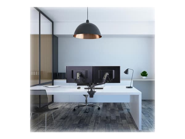 Ergotron LX Dual Side-by-Side Arm - Monteringssats (bordsfäste, fäste med genomföring, stång, 2 vridbara armar, t-fäste) - Konstant kraftteknik - för