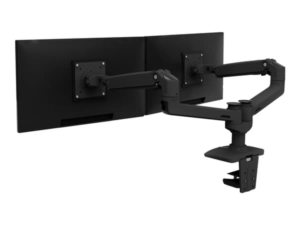 Ergotron LX Dual Side-by-Side Arm - Monteringssett (skrivebordsklemmemontering, kausemontering, stang, 2 leddarmer, T-bøyle) - Konstant kraftteknolog Sort