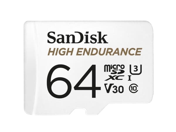 SanDisk High Endurance - Flash-minneskort (microSDXC till SD-adapter inkluderad) - 64 GB - Video Class V30 / UHS-I U3 / Class10 - mikroSDXC UHS-I
