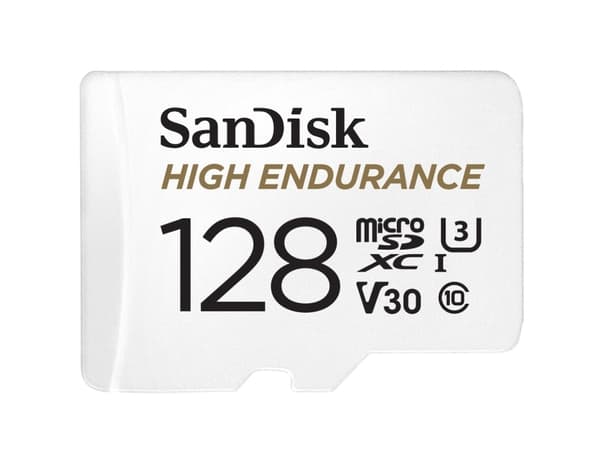 SanDisk High Endurance - Flash-minneskort (microSDXC till SD-adapter inkluderad) - 128 GB - Video Class V30 / UHS-I U3 / Class10 - mikroSDXC UHS-I