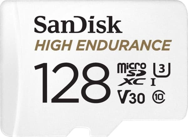 SanDisk High Endurance - Flash-minneskort (microSDXC till SD-adapter inkluderad) - 128 GB - Video Class V30 / UHS-I U3 / Class10 - mikroSDXC UHS-I
