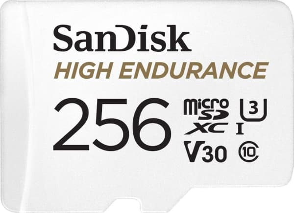 SanDisk High Endurance - Flashminnekort (microSDXC til SD-adapter inkludert) - 256 GB - Video Class V30 / UHS-I U3 / Class10 - microSDXC UHS-I