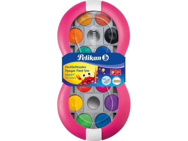 Pelikan Deckfarbkasten Space+ 24, Sort, Blå, Brun, Grønn, Fiolblå, Oransje, Rosa, Rød, Fiolett, Gult, 24 stykker
