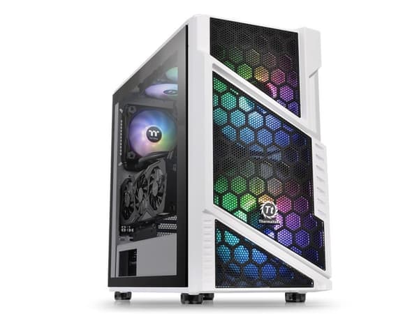 Thermaltake Commander C31 TG Snow ARGB Edition, Midi Tower, PC, Musta, Valkoinen, ATX, mikro ATX, Mini-ITX, SPCC, Karkaistu lasi, Sininen, Vihreä, Pu
