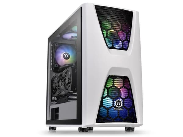 Thermaltake Commander C34 TG Snow - ARGB Edition - tower - ATX - genomskinlig sidopanel (härdat glas) - ingen strömförsörjning (PS/2) - vit - USB/lju