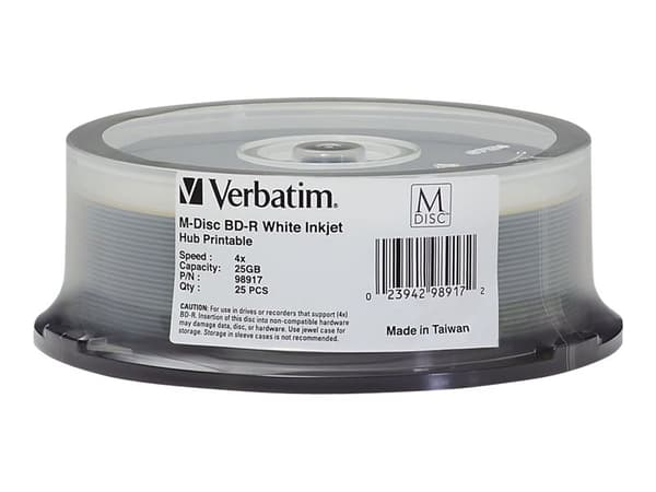 Verbatim M-Disc - 25 x BD-R - 25 GB 4x - blekkstråleskrivbar overflate, skrivbar innerring - spindel