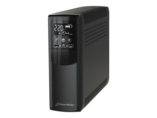 PowerWalker VI 1500 CSW - UPS - AC 170 - 280 V - 900 Watt - 1500 VA - 9 At - USB - utgangskontakter: 4 Sort