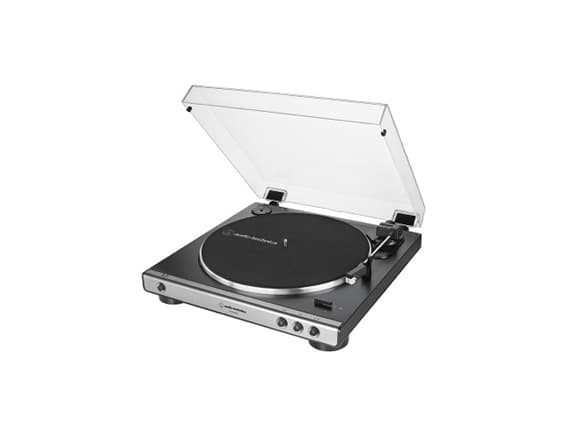 Audio-Technica AT-LP60XUSB, Hihnakäyttöinen levysoitin, Täysin automaattinen, Harmaa, Metallinen, Alumiini, 33 1/3,45 RPM, DC-servomoottori