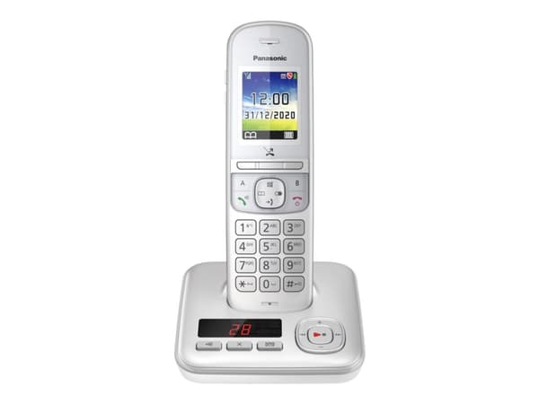 Panasonic KX-TGH720G - Trådløs telefon - svarersystem med anrops-ID/samtale venter - DECT\GAP - treveis anropskapasitet - sølvperle