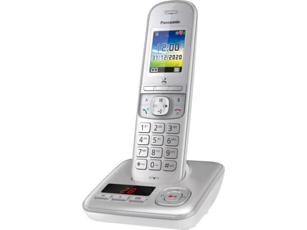 Panasonic KX-TGH720G - Trådløs telefon - svarersystem med anrops-ID/samtale venter - DECT\GAP - treveis anropskapasitet - sølvperle