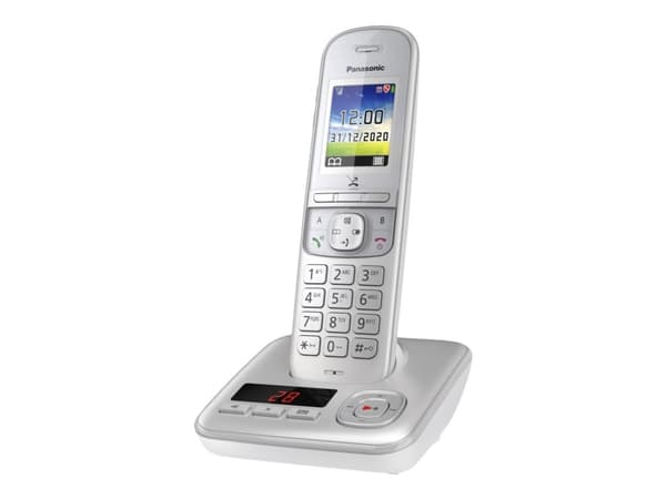 Panasonic KX-TGH720G - Trådløs telefon - svarersystem med anrops-ID/samtale venter - DECT\GAP - treveis anropskapasitet - sølvperle Perle, Sølv