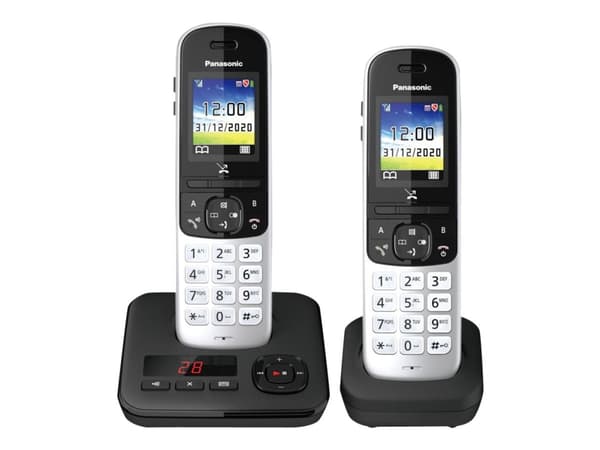 Panasonic KX-TGH722, DECT-puhelin, Johdoton puhelin, Kaiutinpuhelin, 200 entries, Soittajan tunnistus, Musta