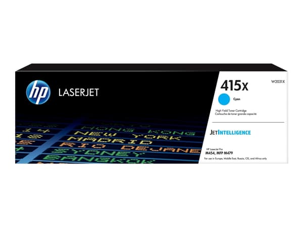 HP 415X - Høy ytelse - cyan - original - LaserJet - tonerpatron (W2031X) - for Color LaserJet Enterprise MFP M480; Color LaserJet Managed E45028; Las