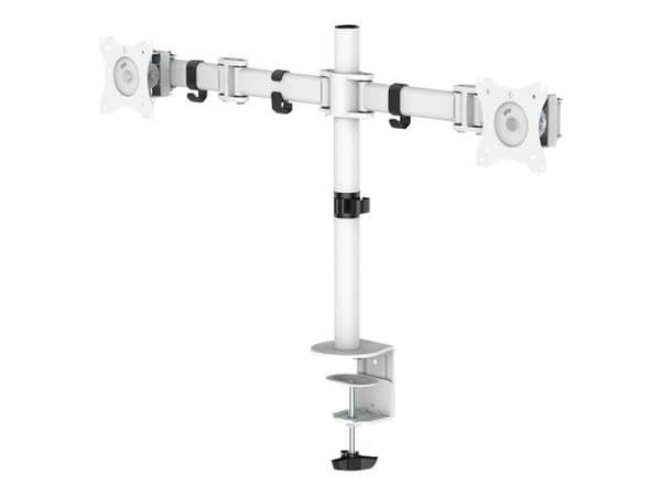 Neomounts NM-D135D - Monteringssats - fullständig rörelse - för 2 LCD-bildskärmar - vit - skärmstorlek: 10"-27" - klämma, monterbar, skyddshylsa, dis