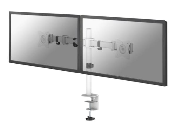 Neomounts NM-D135D - Monteringssats - fullständig rörelse - för 2 LCD-bildskärmar - vit - skärmstorlek: 10"-27" - klämma, monterbar, skyddshylsa, dis