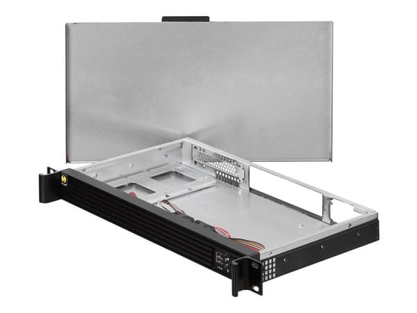 Netrack Server Case - Kan monteras i rack 1U - mini ITX - ingen strömförsörjning - svart