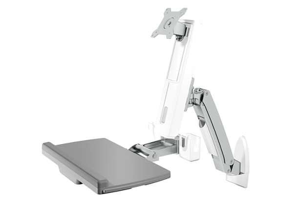 ICY BOX IB-MS600-W, 8 kg, 61 cm (24"), 75 x 75 mm, 100 x 100 mm, Høydejustering, Grå, Sølv, Hvit