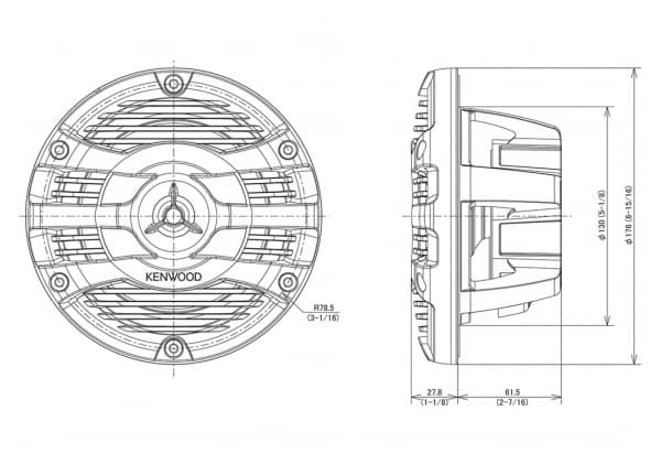 Kenwood KFC-1653MRW, 2-veis, 150 W, 50 W, 4 O, 86 dB, 60 - 20000 Hz