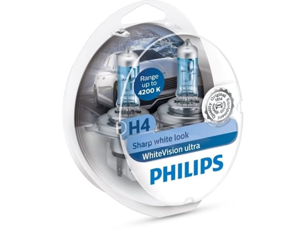 Philips WhiteVision ultra 12342WVUSM Hvitt, stilig lys, 55 W, 12 V, H4, Halogen, 4200 K, 1 stykker