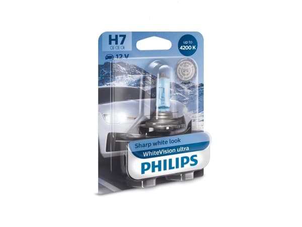 Philips WhiteVision ultra 12972WVUB1 Hvitt, stilig lys, 55 W, 12 V, H7, Halogen, 4200 K, 1 stykker