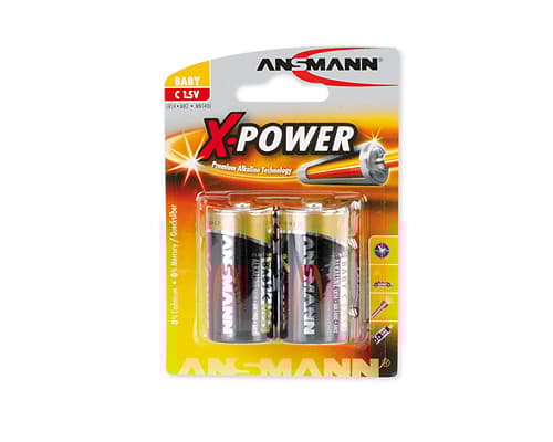 Ansmann X-Power alkalisk batteri, baby (C), pakke med 2 batterier med et meget godt pris/ytelsesforhold for alle bruksområder (5015623)