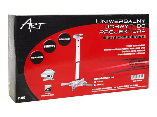 ART P-102, Loft, 15 kg, Sølv, -180 - 180°, -15 - 15°, 62 cm